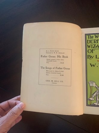 Wonderful Wizard of Oz  Geo M. Hill, 1st edition, 1st state "B" Binding