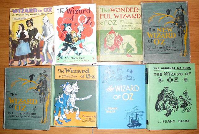Various edition of Wizard of oz book