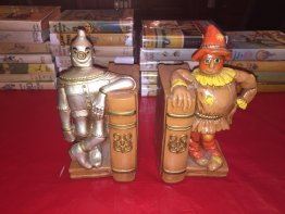 Rare 1971 Ceramic Bookends Tin Man & Scarecrow Progressive ART Prod Wizard of Oz 