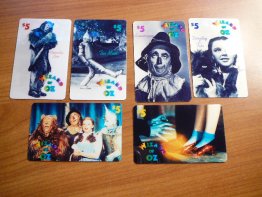 Wizard of Oz tele-trading cards.  6 cards. $5 value each. Unused.  - $60.0000