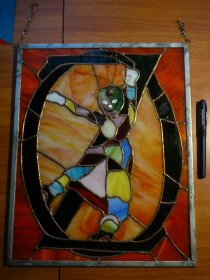 Stained glass showing image of Patchwork Girl of Oz - $75.0000