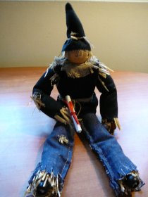 Wizard of Oz character dolls. Scarecrow with diploma. Around 14 inches tall - $15.0000