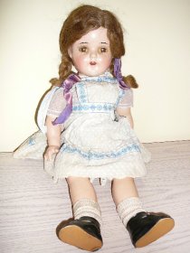 IDEAL DOROTHY WIZARD of OZ COMPOSITION 22" TALL DOLL WHITE & BLUE DRESS  - $1000.0000