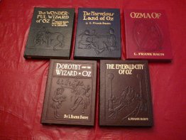 Set of 5 Frank Baum Oz leather books with color plates by Easton Press - $550.0000