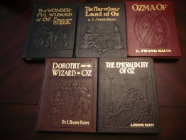 Set of 5 Frank Baum Oz leather books with color plates by Easton Press - $499.0000