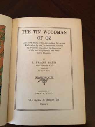 Tin Woodman of Oz. 1st edition 1st state  ~ 1918. 12 color plates