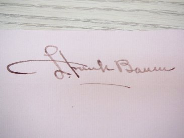 FRANK BAUM SIGNED AUTOGRAPH PAGE  on pink paper  - $2000.0000